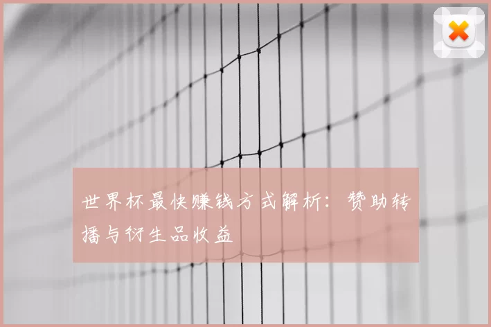 世界杯最快赚钱方式解析：赞助转播与衍生品收益
