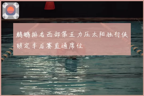 鹈鹕排名西部第五力压太阳独行侠锁定季后赛直通席位